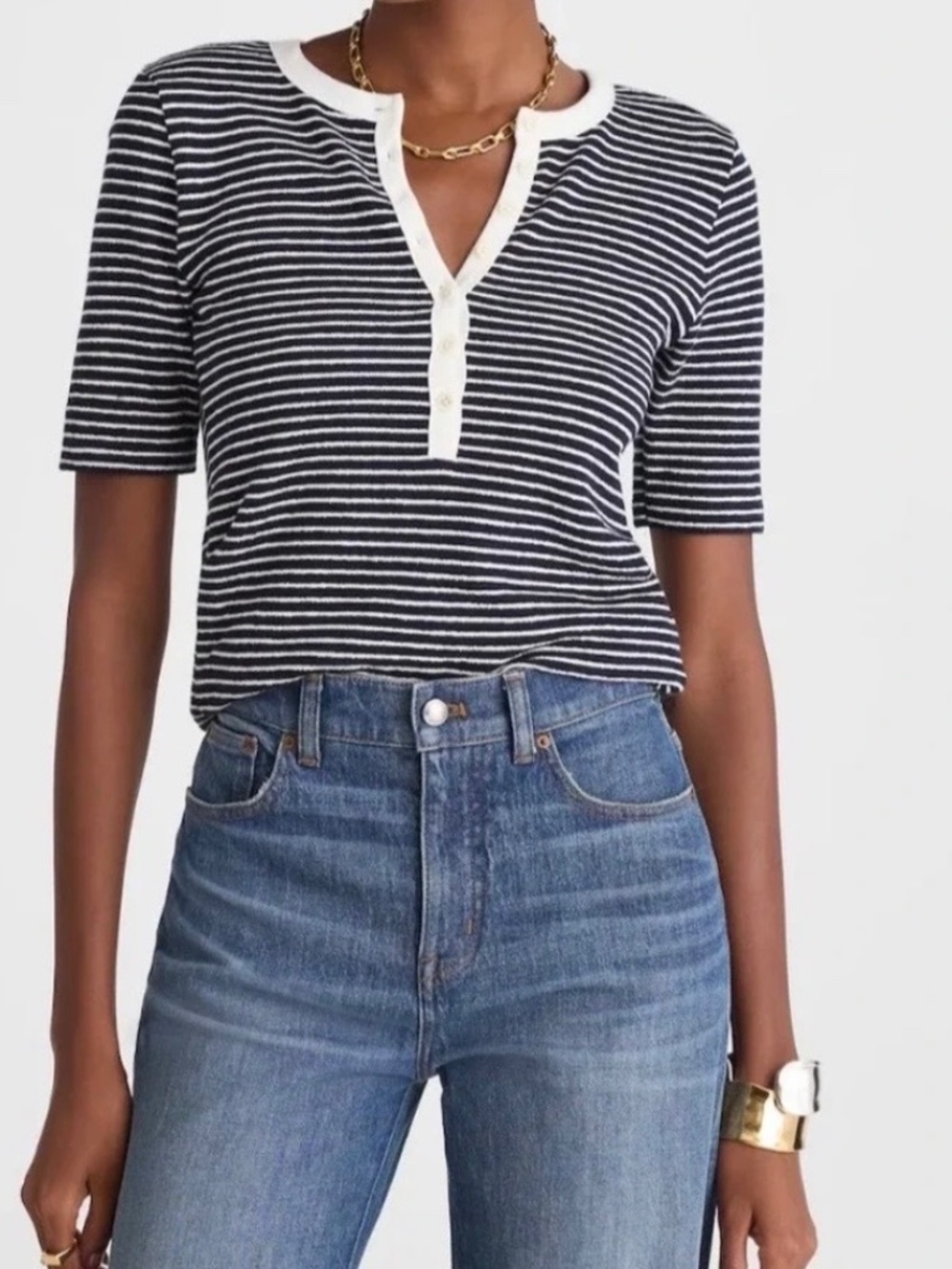 Madewell blue/white stripe terry top size M